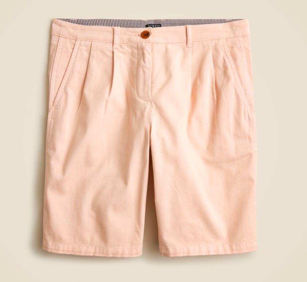 J.Crew 9" Pleated Heritage Chino Short WMNS 6 Ballet Slipper High Rise Stretchy
